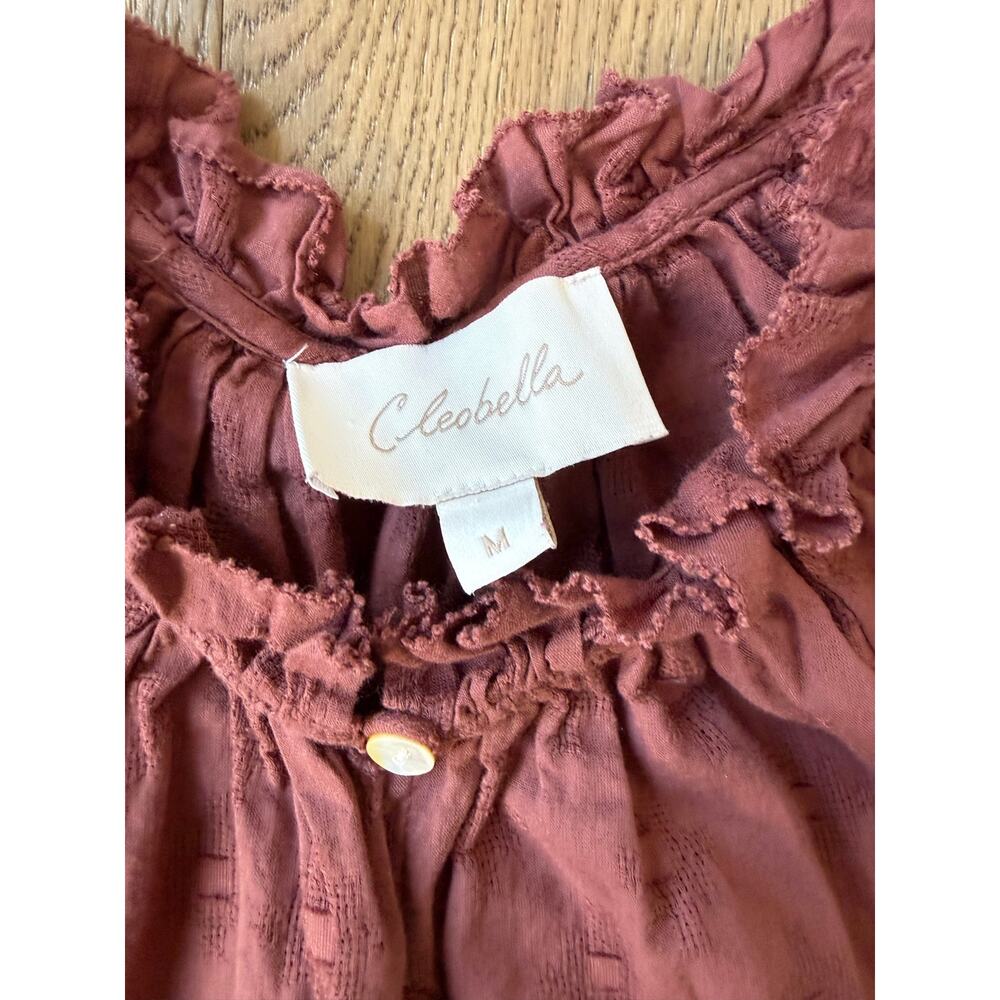 Cleobella Rust Eyelet Ruffle Collar Button-Front Blouse M - Picture 8 of 12